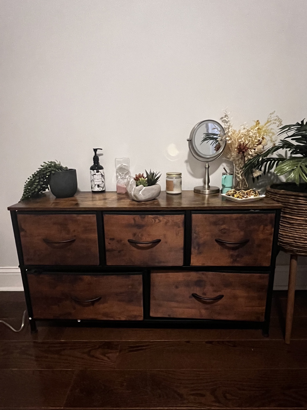 Rustic 5-Drawer Storage Cabinet with Metal Frame - photo 5