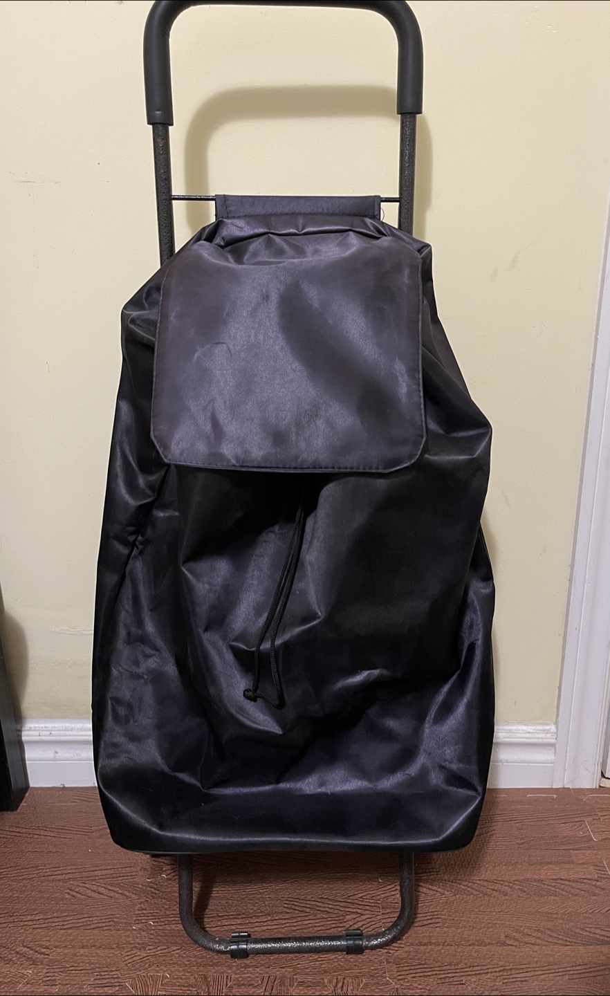 Black Shopping Cart with Collapsible Fabric Bag