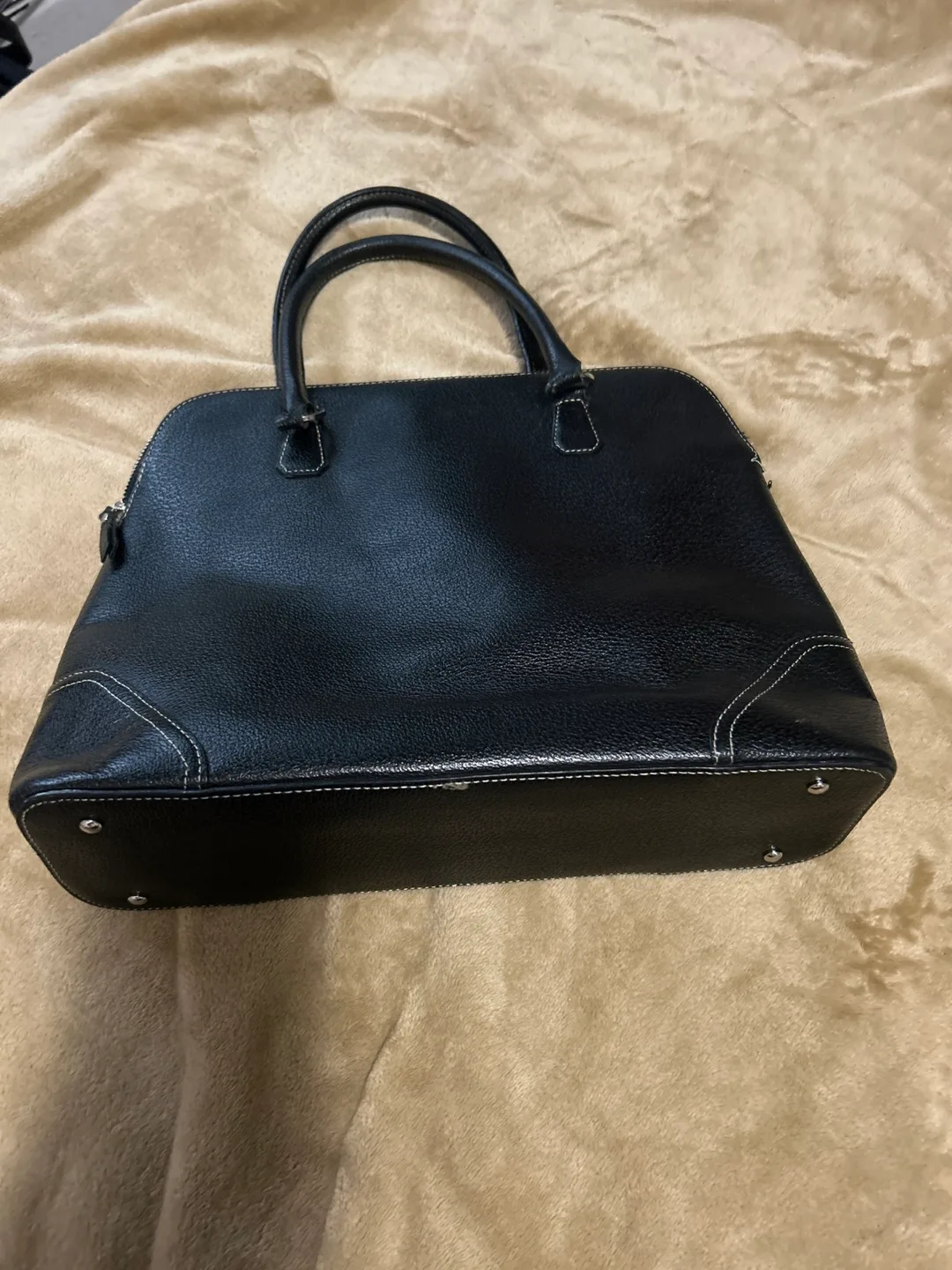 Ann Taylor Black Leather Satchel thumbnail