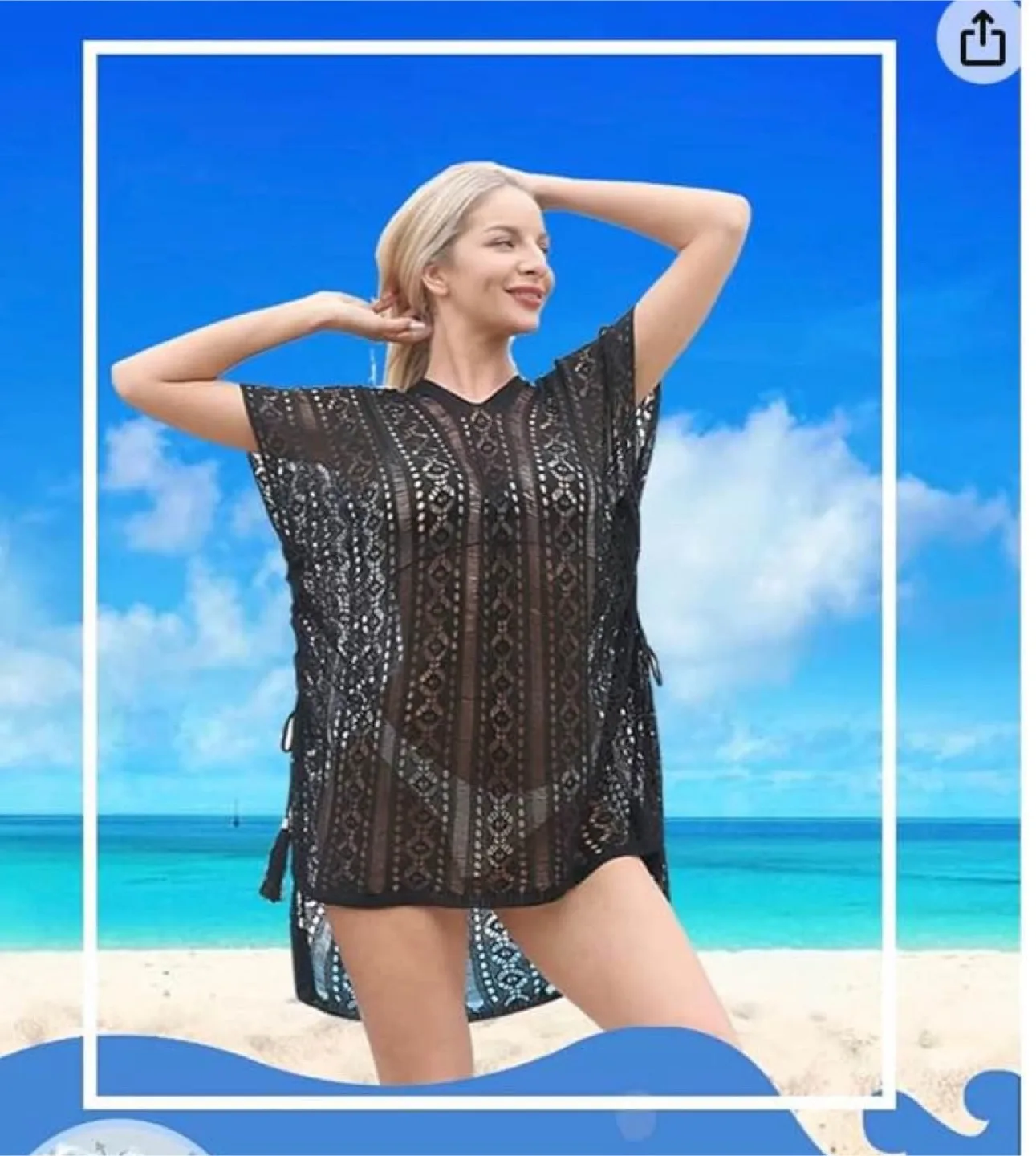 New Beach Coverup, Black Crochet image indicator(4)