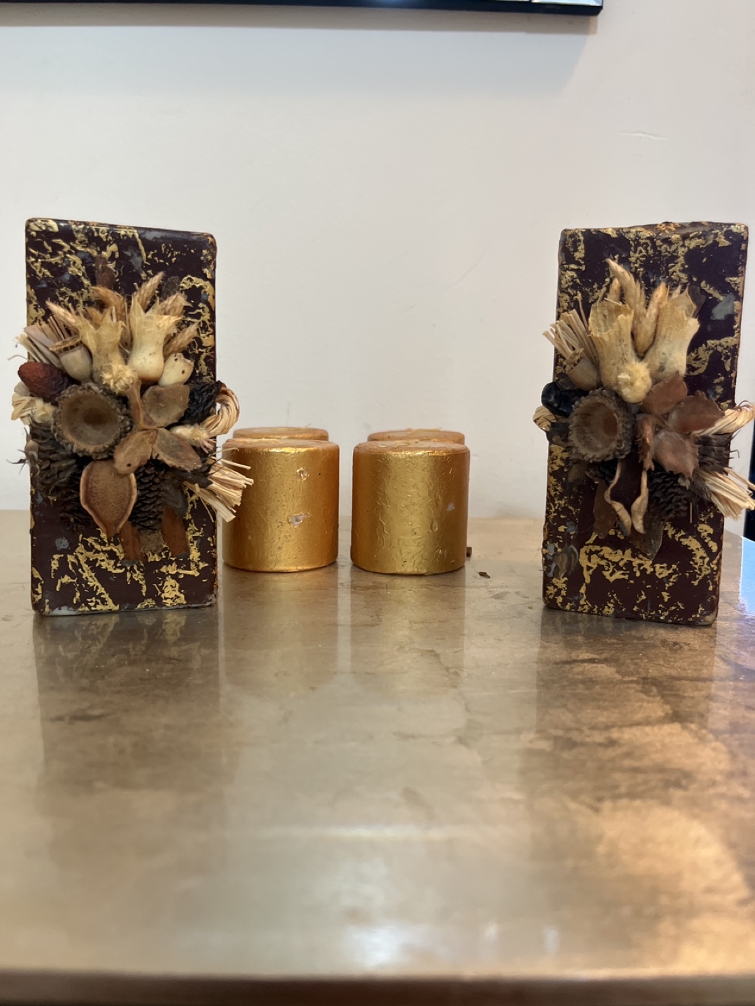 Set of Decorative Candles and Holders