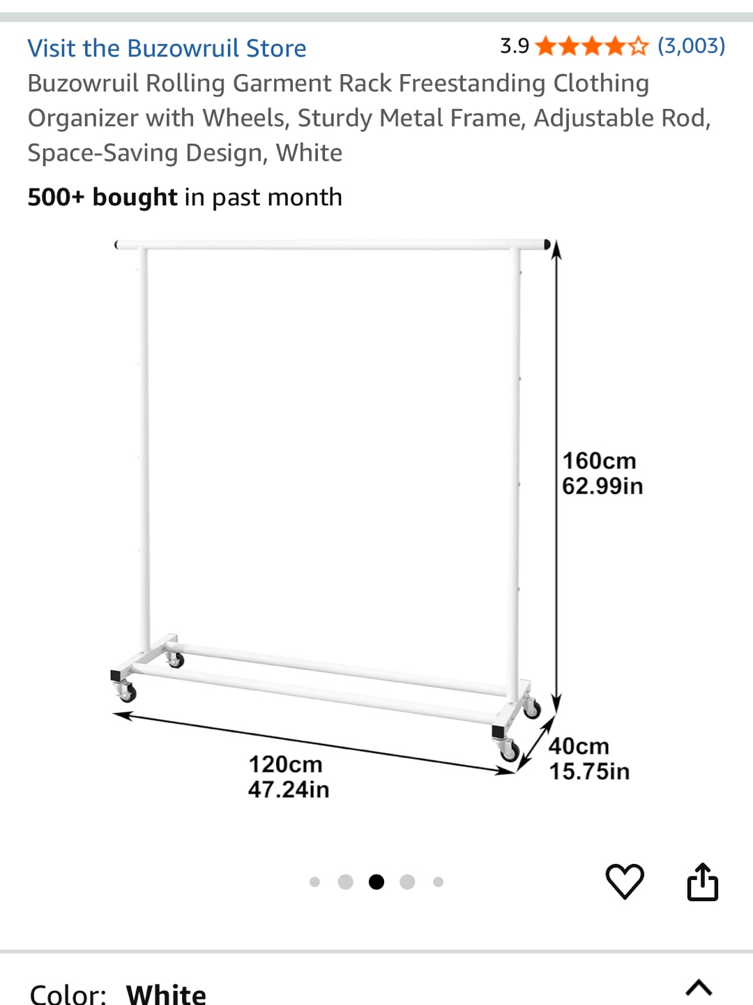 White Rolling Garment Rack - photo 2