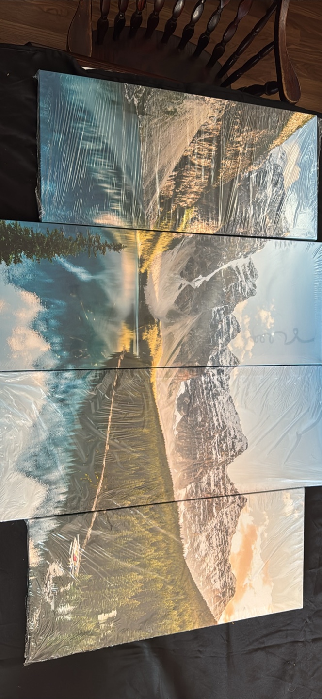 Four-Panel Canvas Print of Mountain Lake Landscape