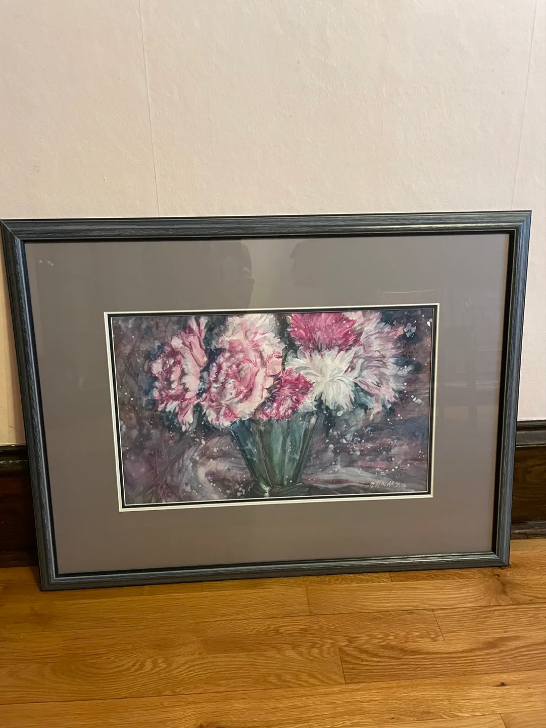 Framed original Watercolor Painting of Flowers thumbnail