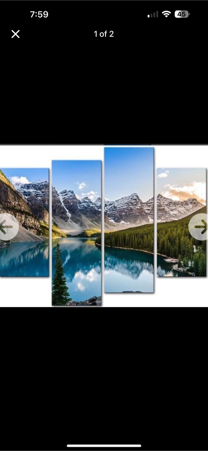 Four-Panel Canvas Print of Mountain Lake Landscape - photo 2