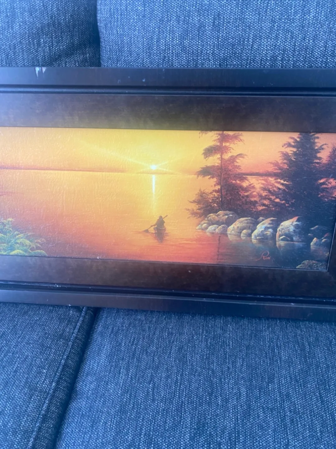 Framed Sunset Lake Scene Wall Art thumbnail