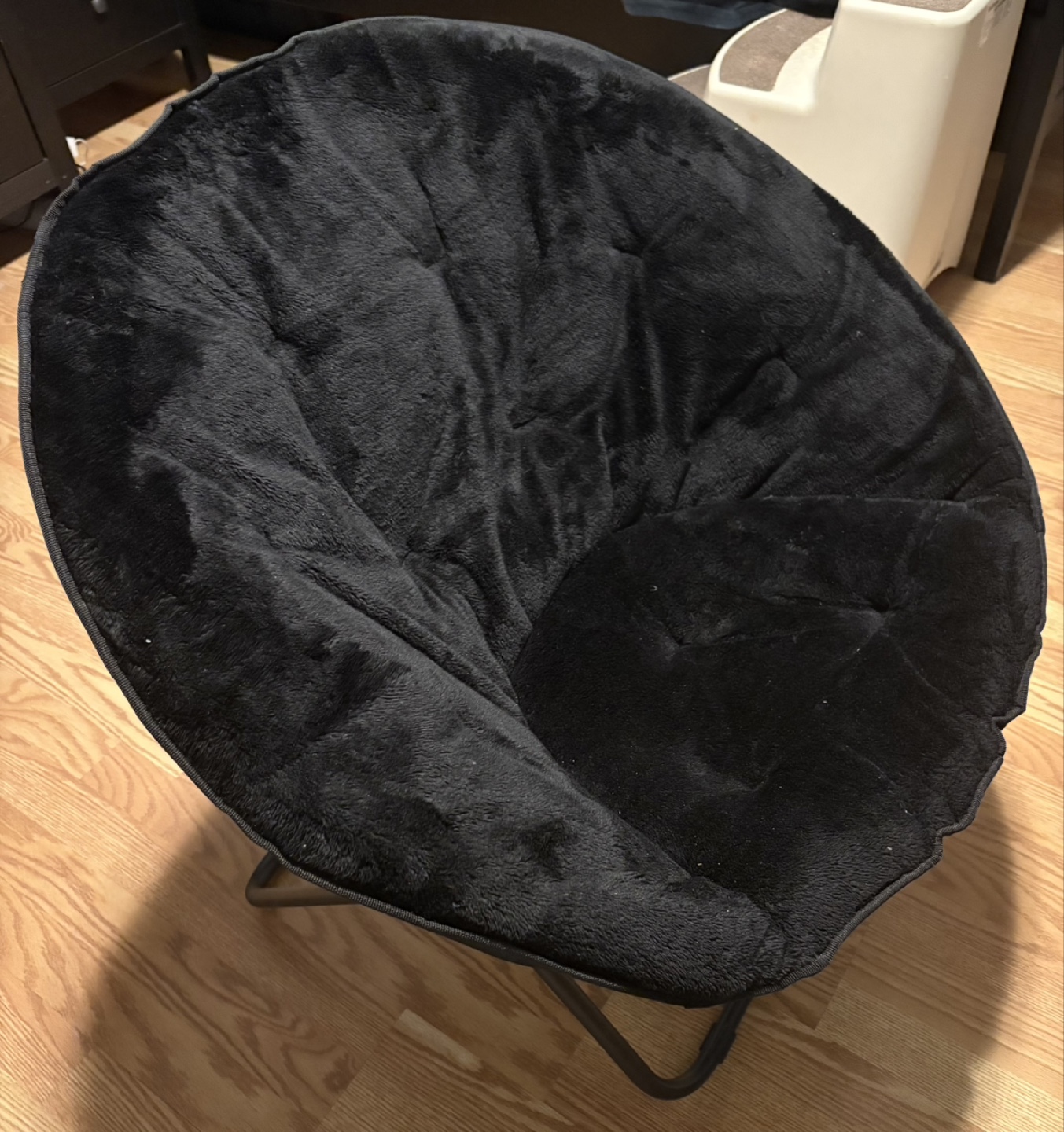 Black Faux Fur Saucer Chair