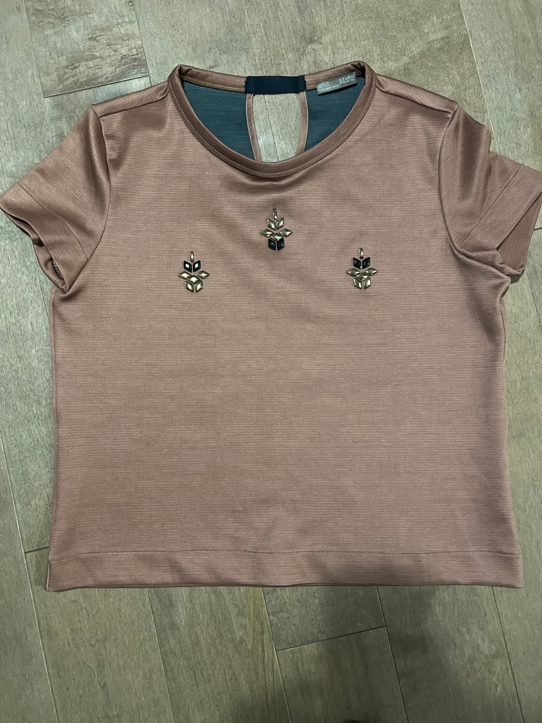Brown embellished cropped t-shirt thumbnail