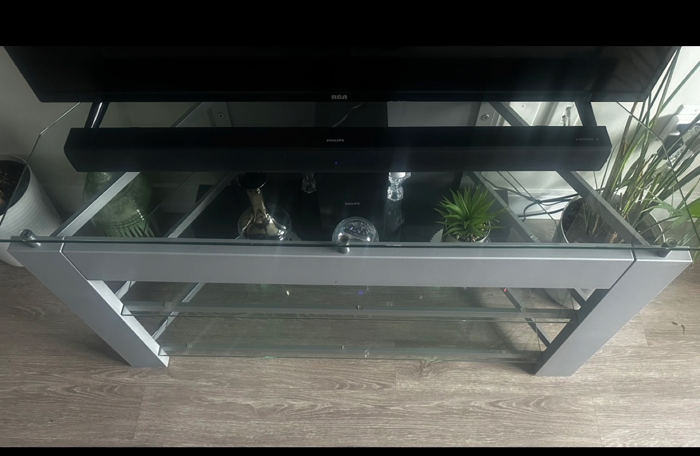 Corner TV Stand with Glass Shelves - photo 2