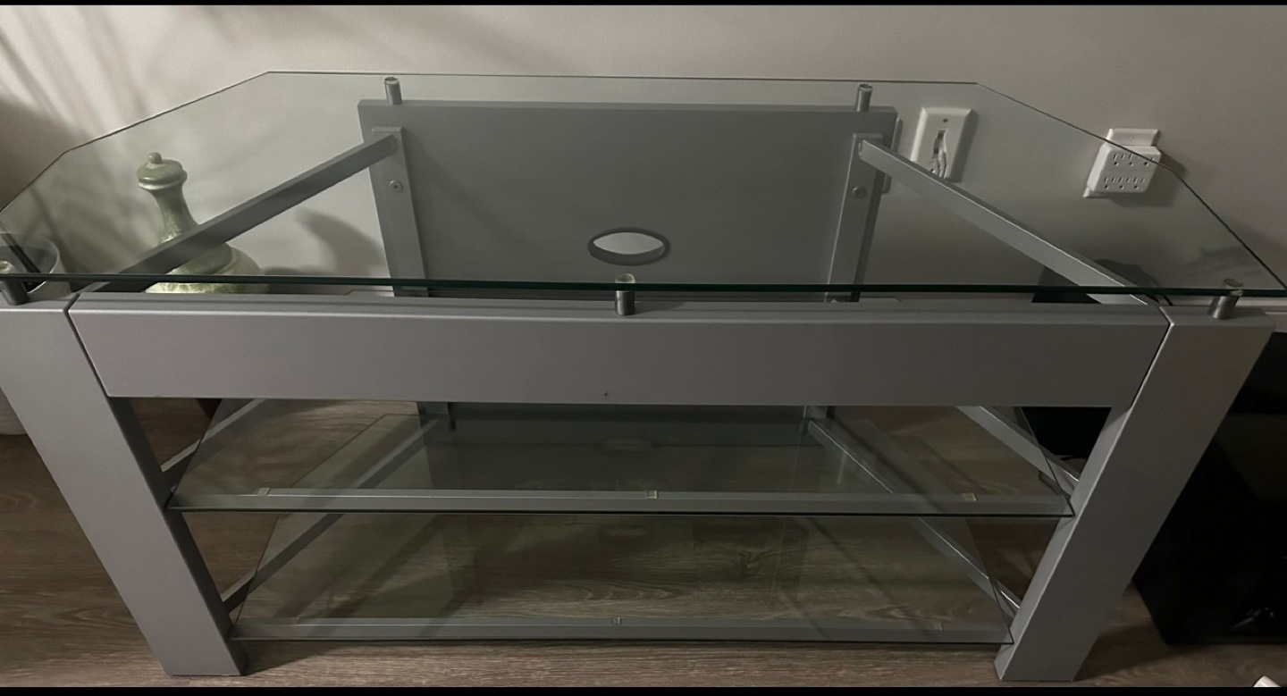 Corner TV Stand with Glass Shelves - photo 3
