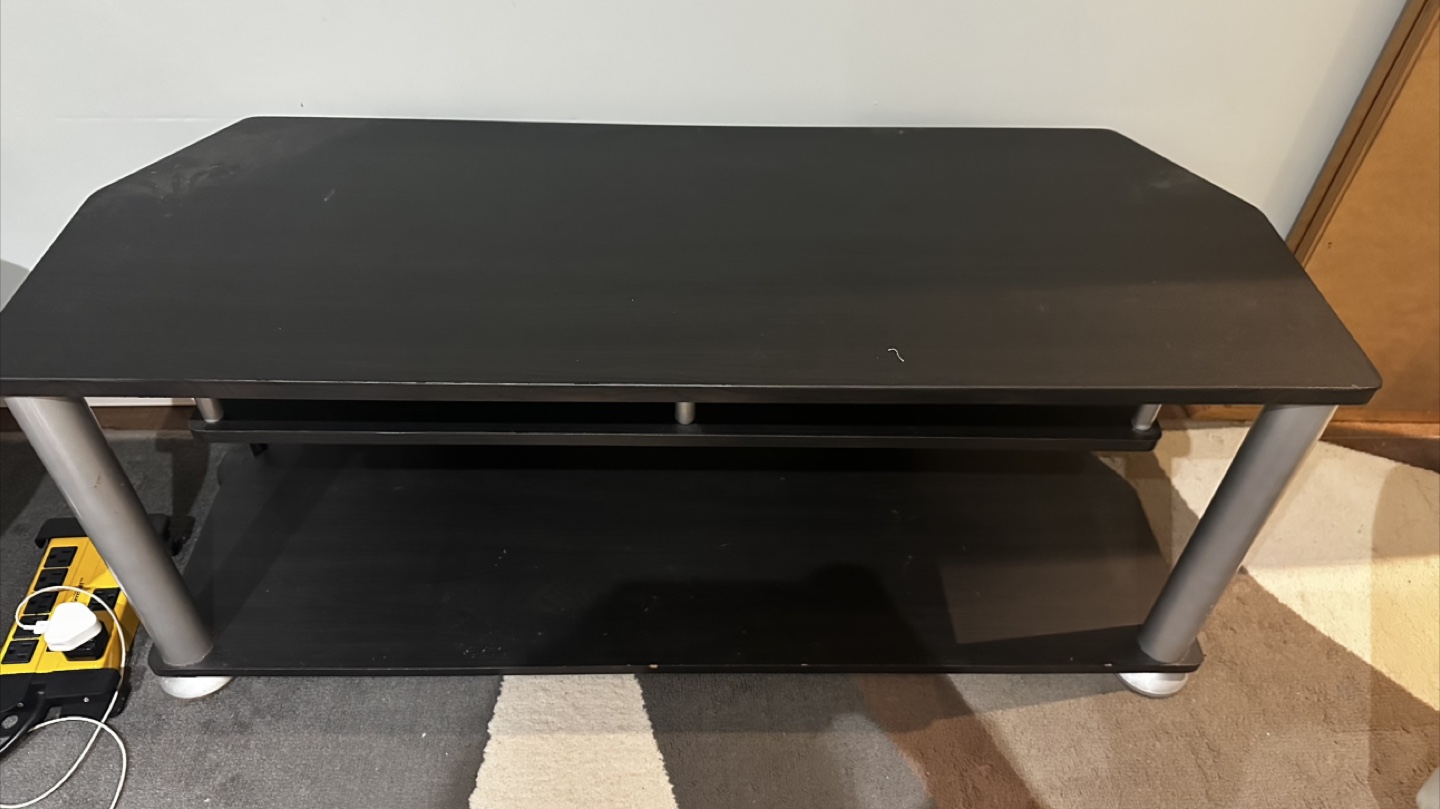 Black TV Stand with Two Shelves - photo 2
