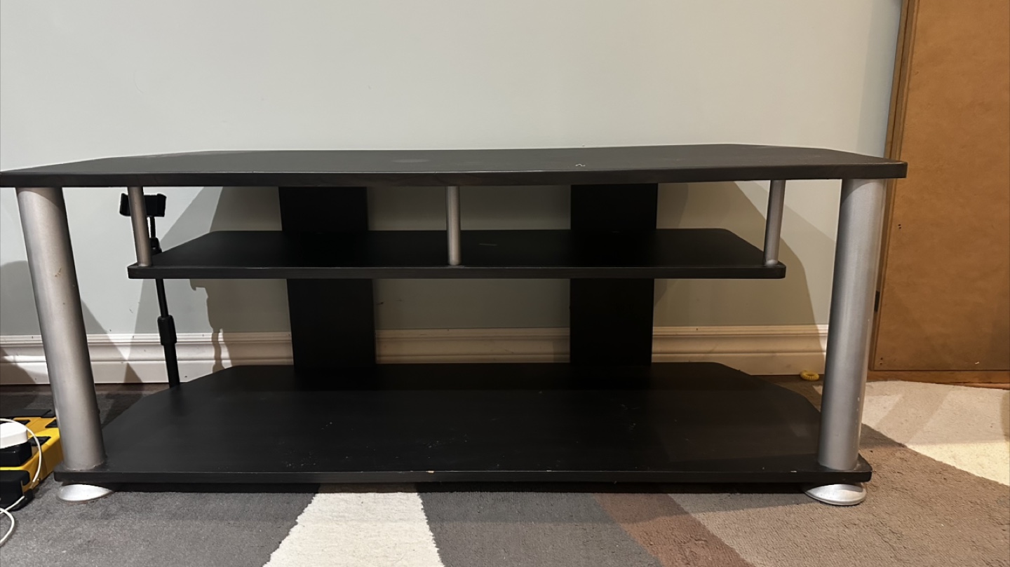 Black TV Stand with Two Shelves