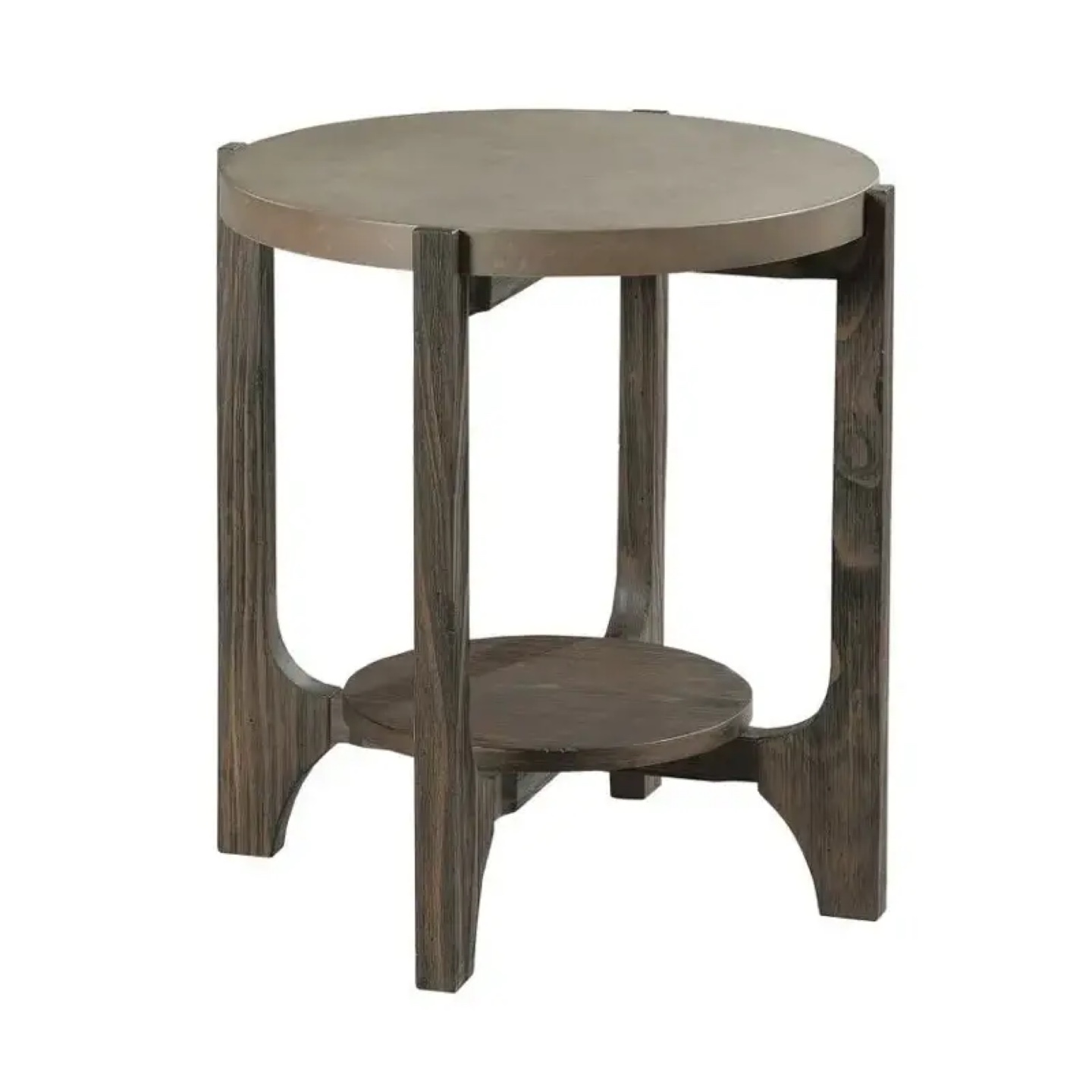 Round End Table with Bottom Shelf