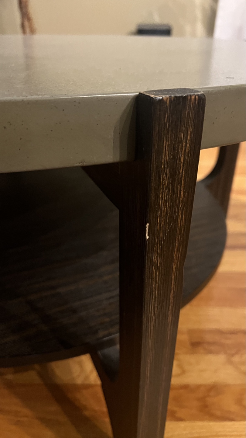 Round Concrete Top Coffee Table with Lower Shelf - photo 4
