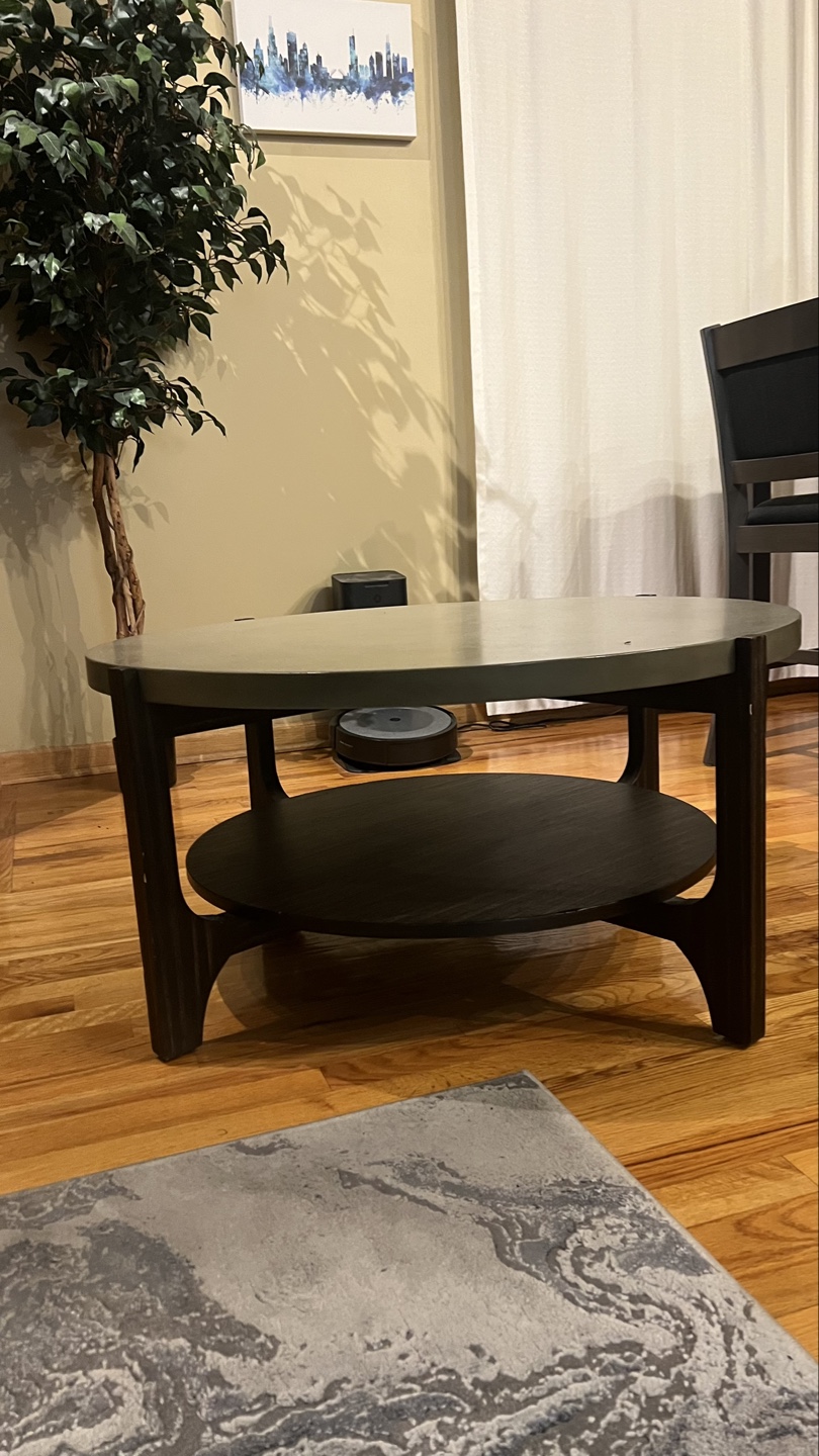 Round Concrete Top Coffee Table with Lower Shelf - photo 2
