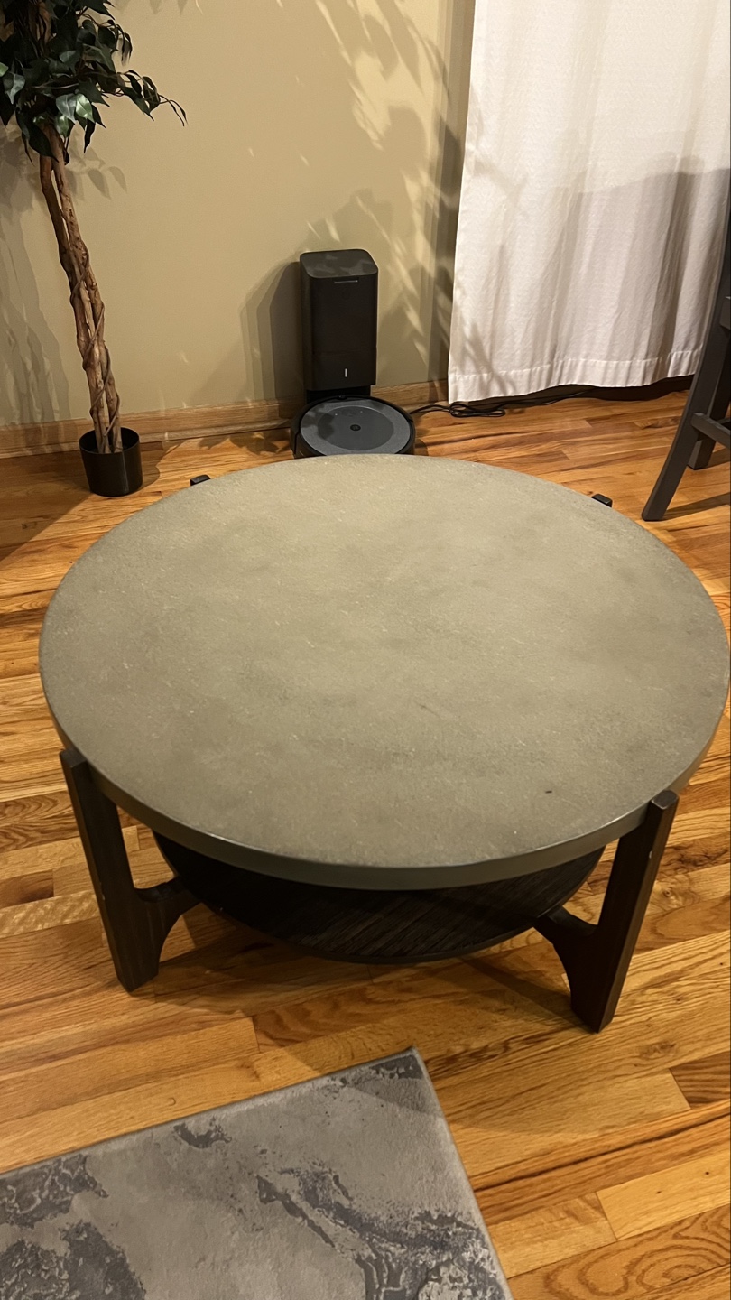Round Concrete Top Coffee Table with Lower Shelf - photo 5