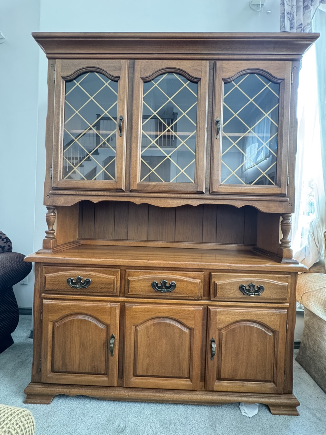 Vintage Wooden Hutch Buffet Server