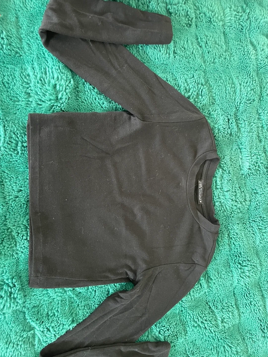 Zara Black Long Sleeve Crop Top thumbnail