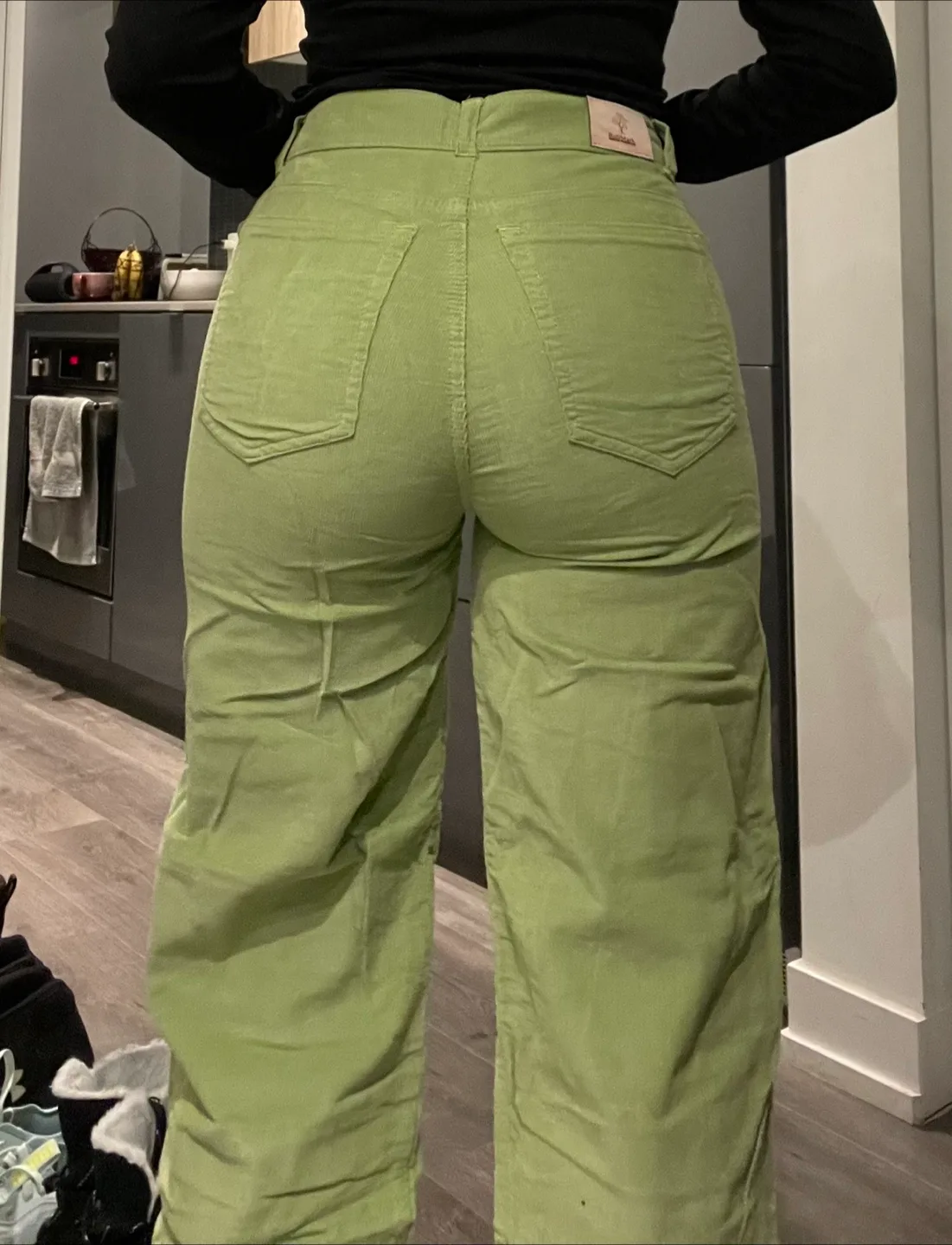 Green corduroy pants thumbnail