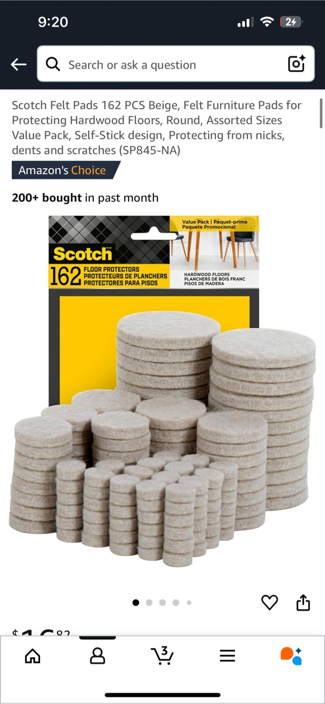 NWT Scotch Felt Pads 162 Pieces - Assorted Sizes - photo 2