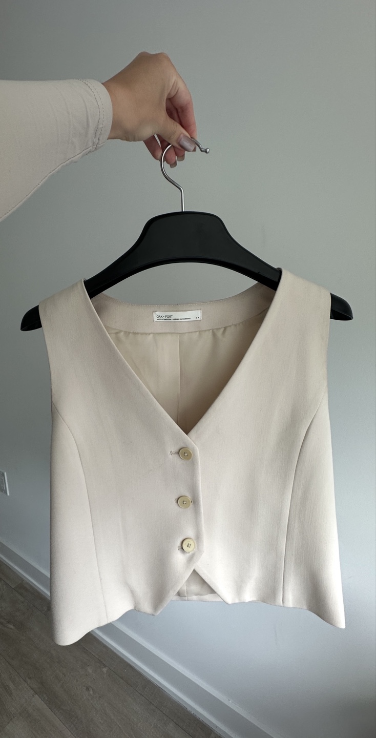 Oak + Fort Cream-Colored Vest - Size S - photo 2