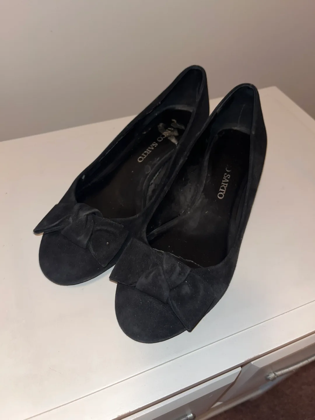 Black Suede Bow Flats thumbnail