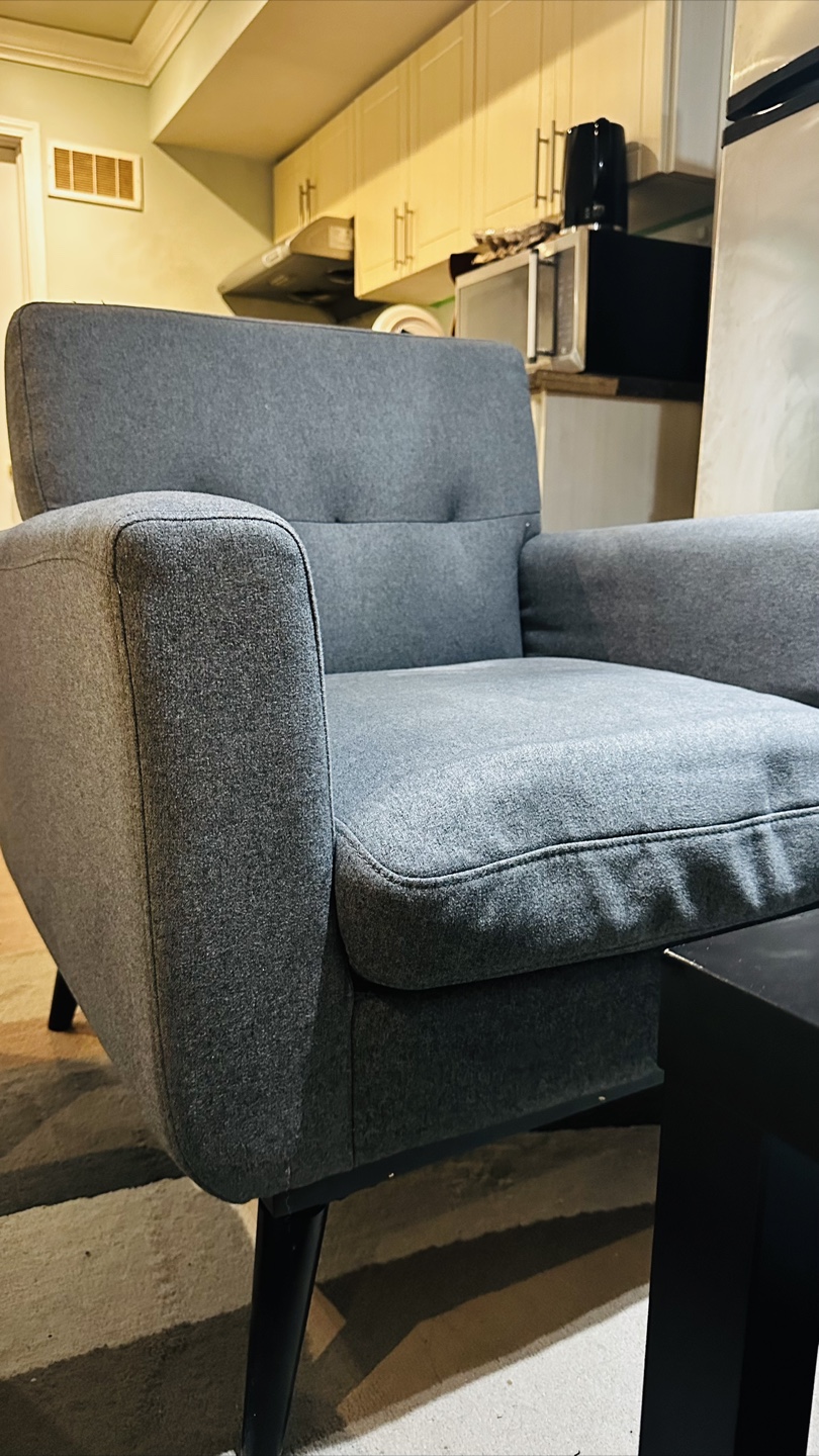 Pair of Grey Armchairs and Black Coffee Table - photo 4