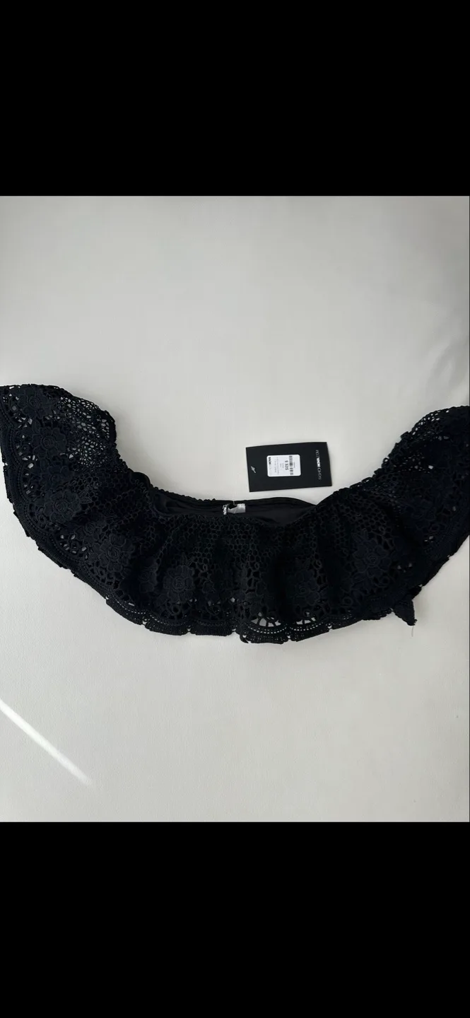 Black Crochet Off-the-Shoulder Bikini Top image indicator(2)