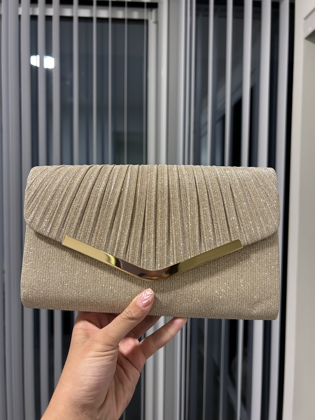 Champagne Gold Pleated Clutch