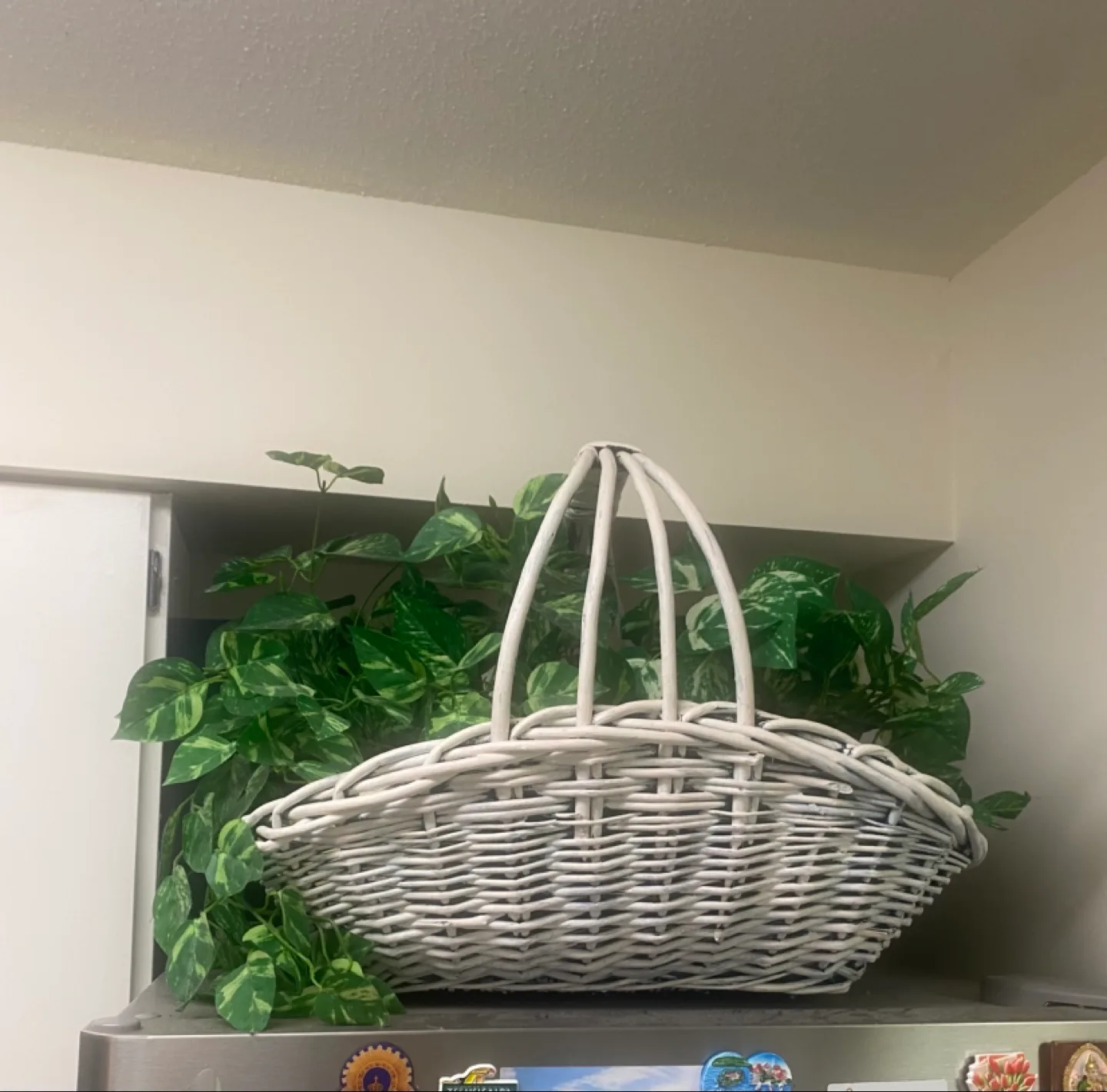 White Wicker Basket with Artificial Plants image indicator(5)