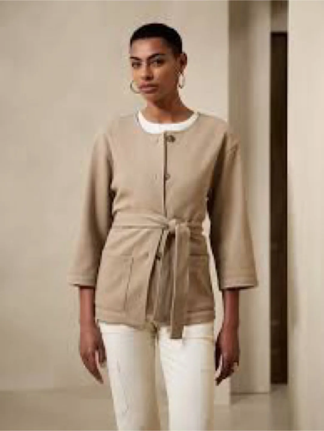 Banana Republic Beige Belted Jacket M thumbnail