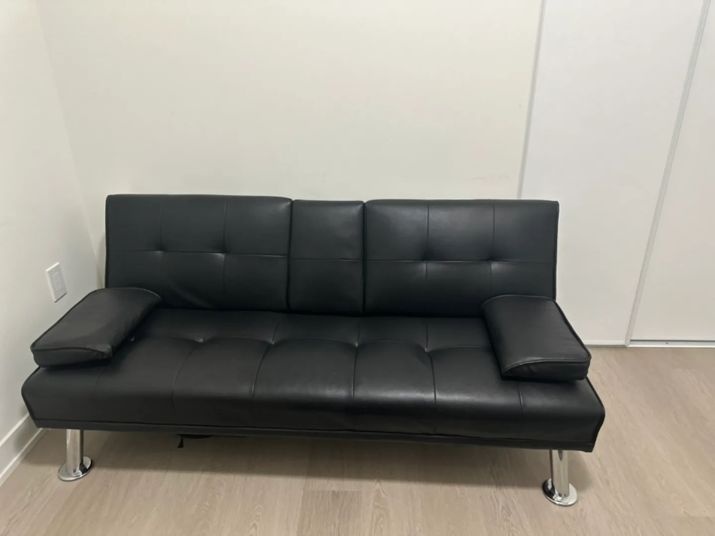 Black Faux Leather Futon Sofa Bed image indicator(4)