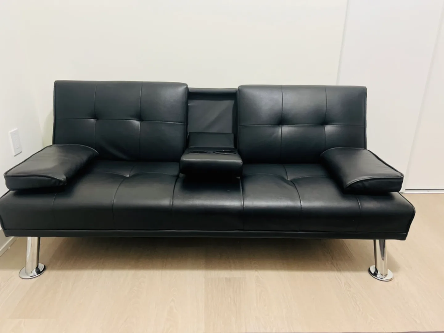 Black Faux Leather Futon Sofa Bed image indicator(2)