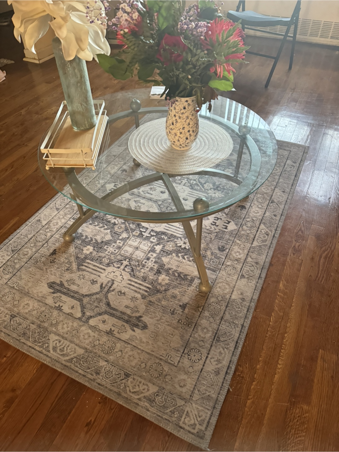 Glass-Top Coffee Table with Metal Frame