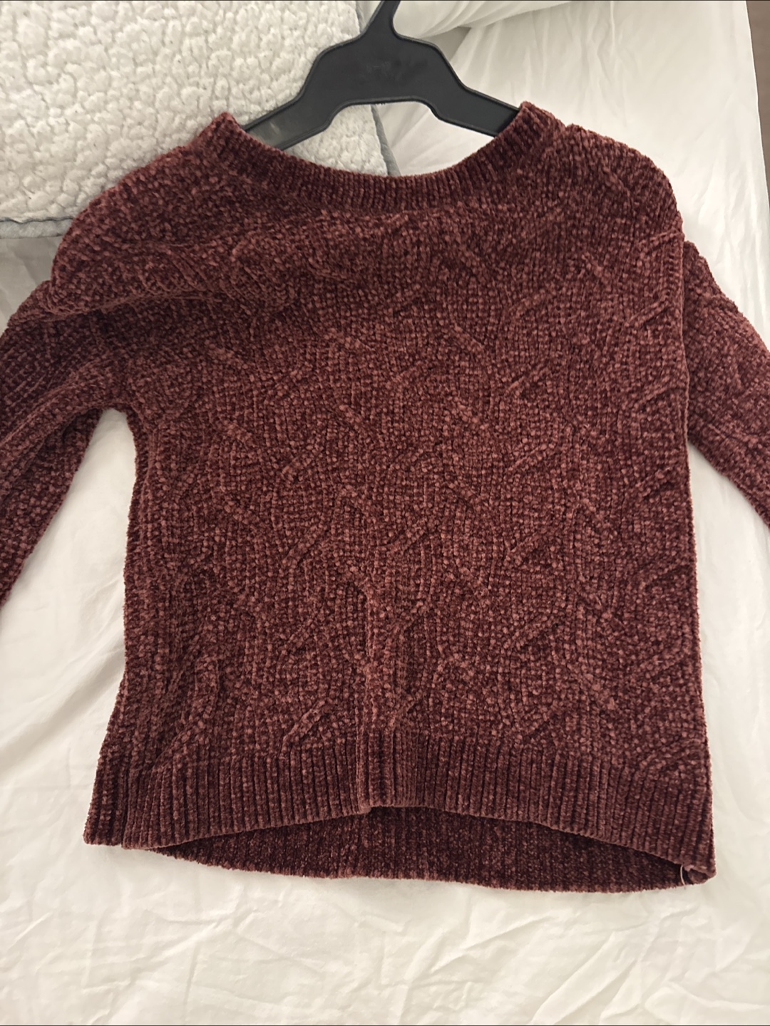 Burgundy Velvet Knit Sweater