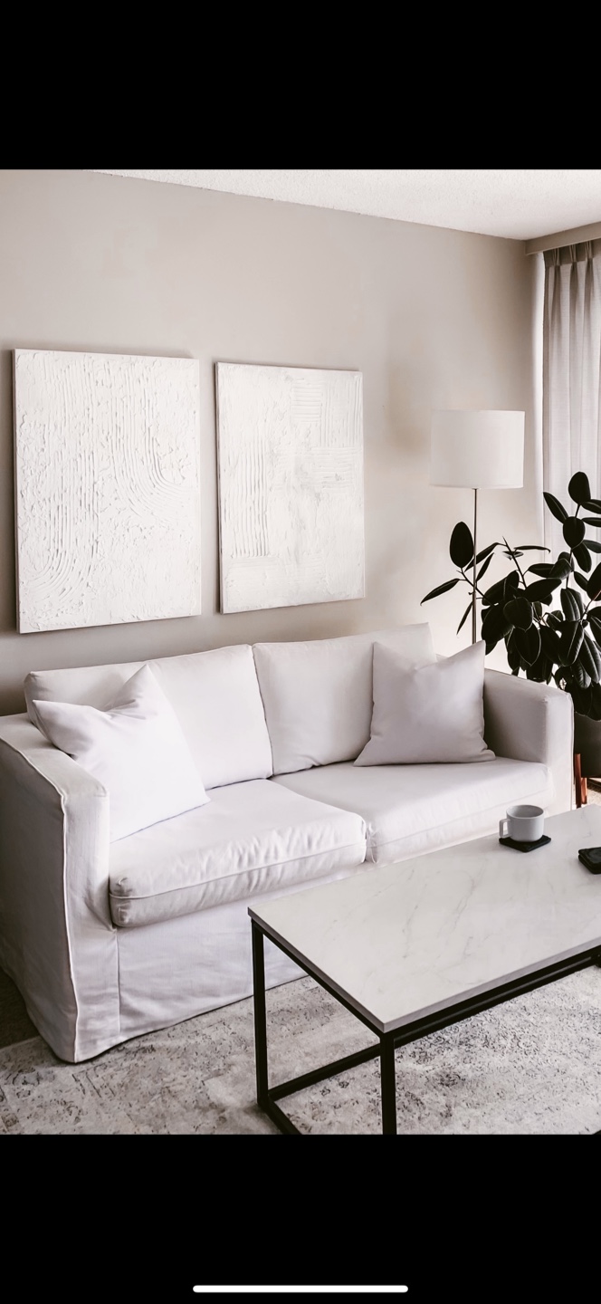 IKEA Karlstad Sofa w/ White Slipcover