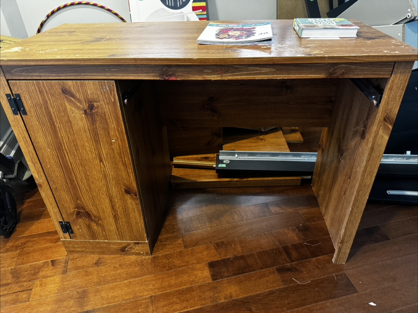 Small Wooden Desk with Storage
