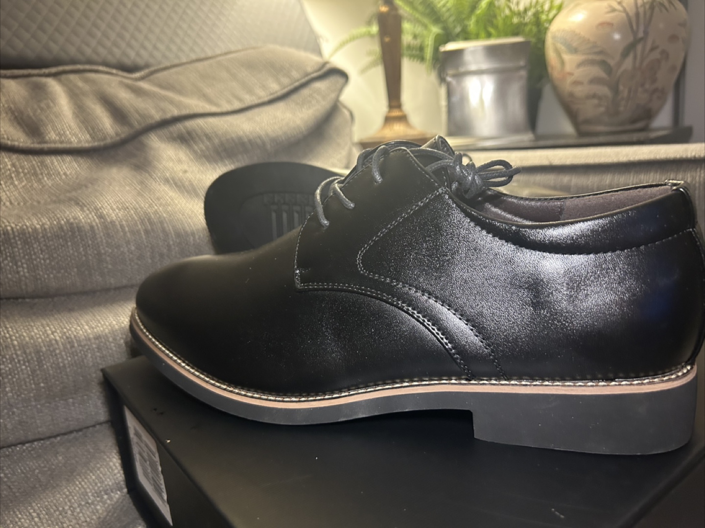 Men's Black PU Leather Dress Shoes - Size 44 - photo 4