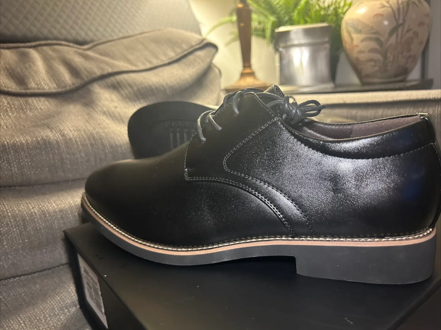 Men's Black PU Leather Dress Shoes - Size 44 image indicator(4)