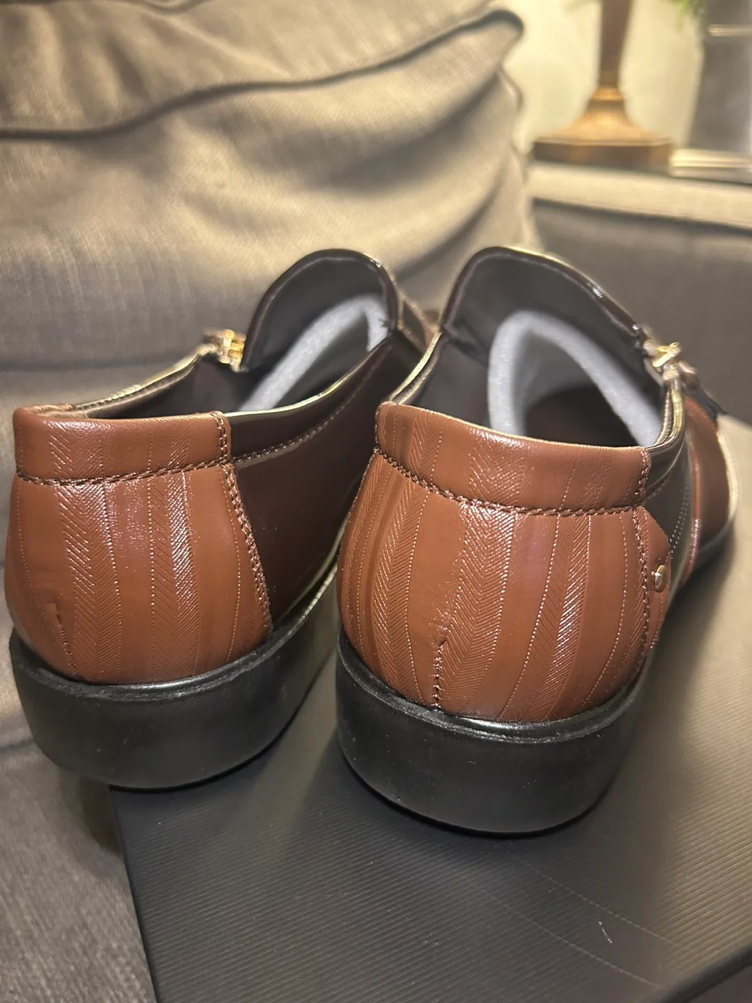 Men's Brown PU Leather Slip-On Shoes with Side Zipper image indicator(6)