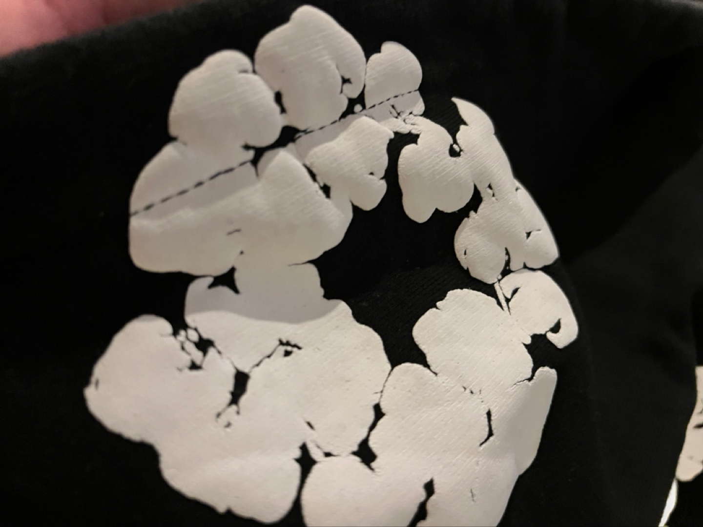 Denim Tears Black Hoodie with White Floral Print - photo 4