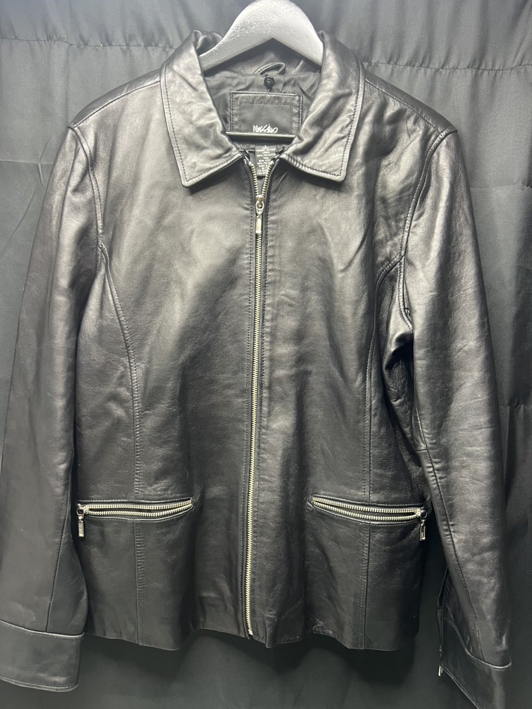 MOSSIMO Women's Black Leather Jacket - Size 14