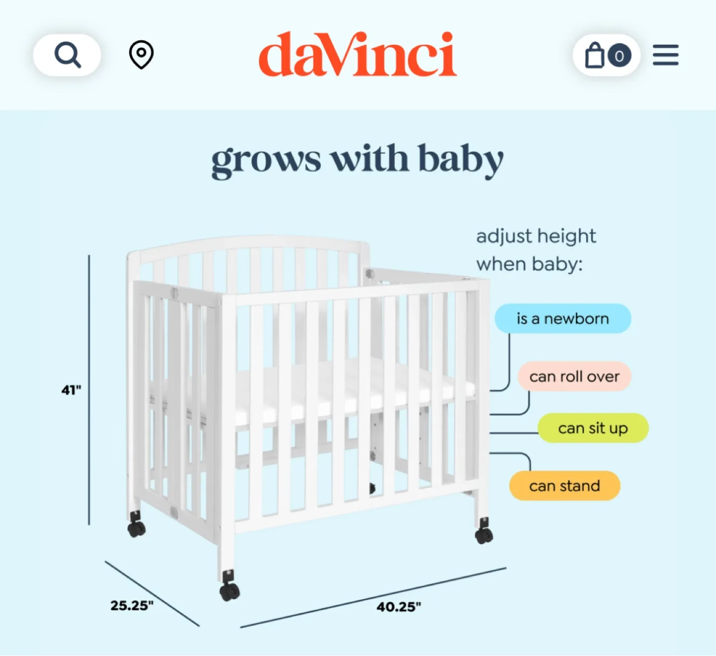 Davinci Dylan Folding Portable 3-in-1 Mini Crib image indicator(8)
