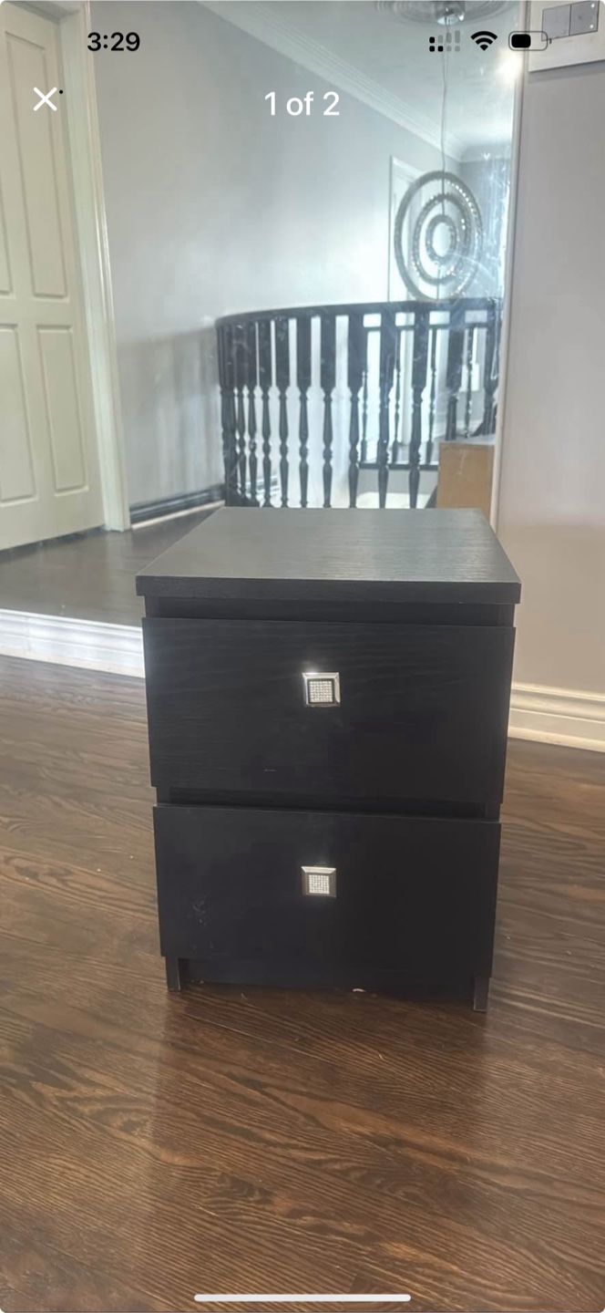 Dark brown Two-Drawer Nightstand