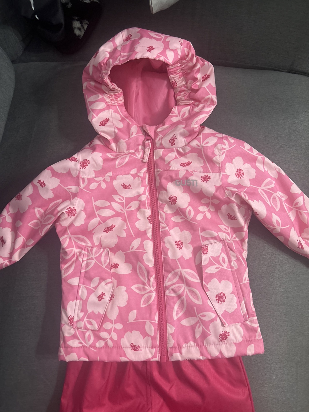 Gusti 18M Pink Floral Rainsuit