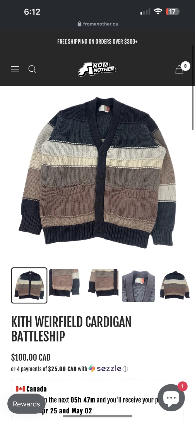 Kith Weirfield Battleship Cardigan
