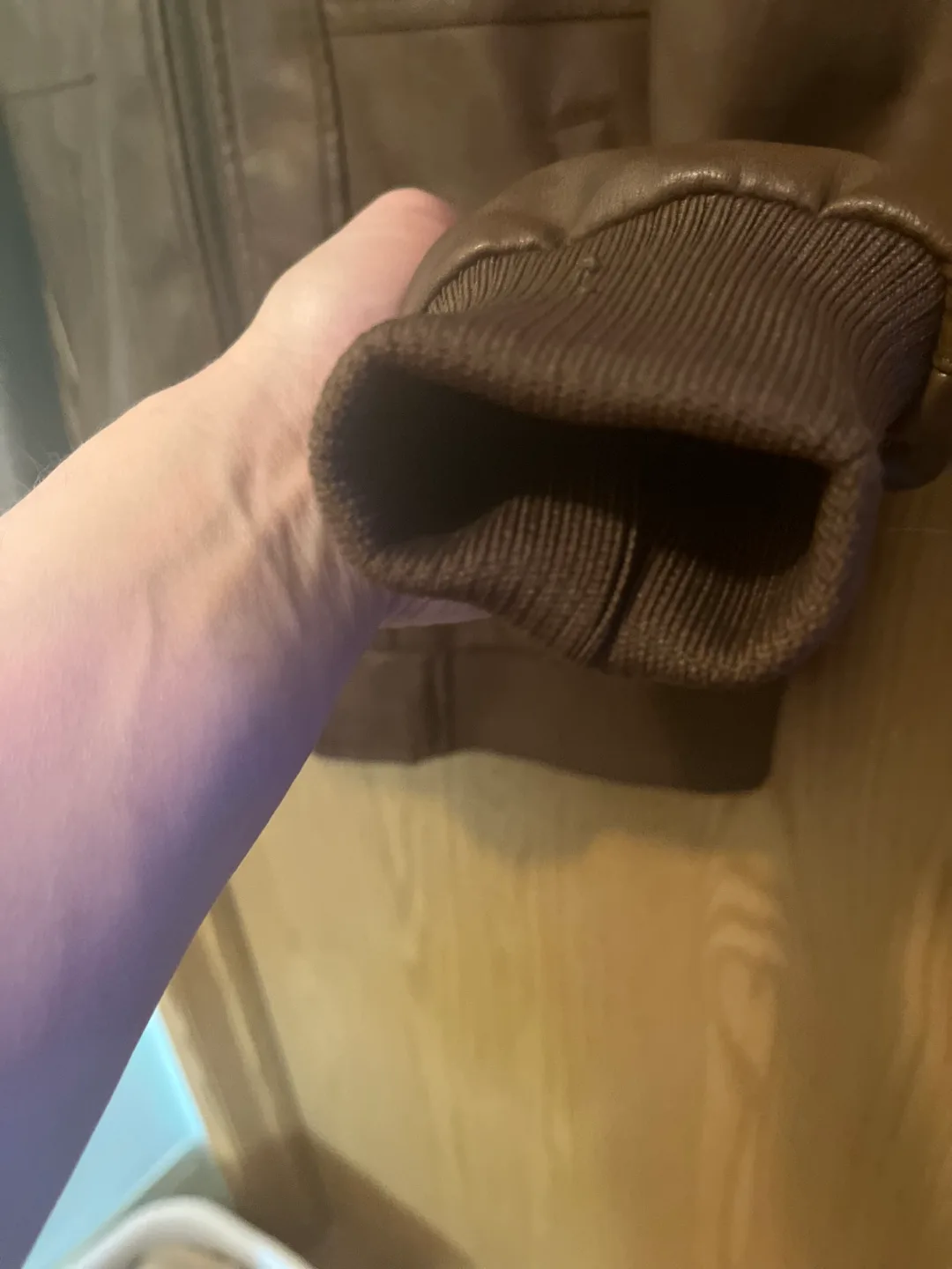 Men's Brown Faux Leather Jacket with Hoodie image indicator(4)