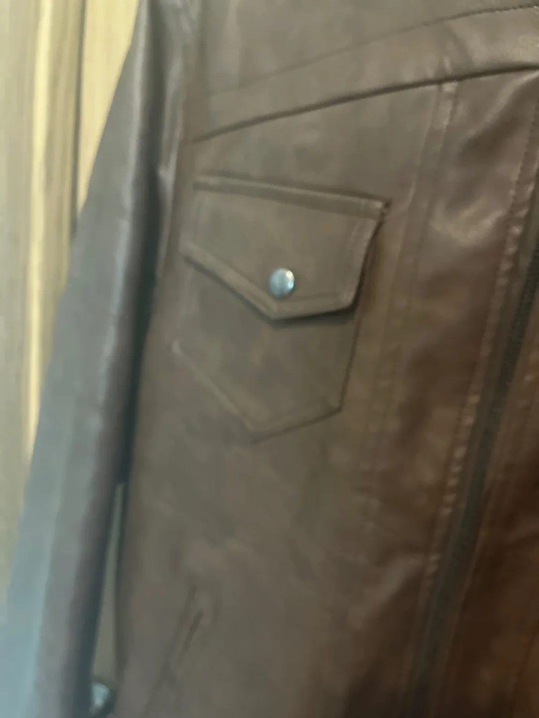 Men's Brown Faux Leather Jacket with Hoodie image indicator(3)