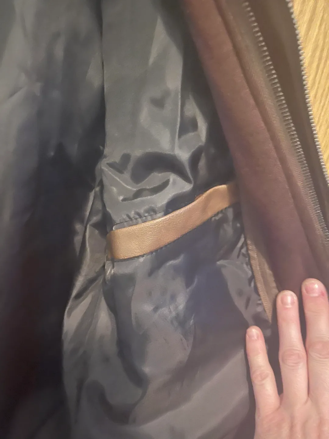 Men's Brown Faux Leather Jacket with Hoodie image indicator(8)