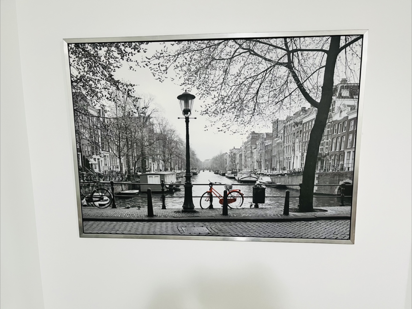 Framed Black and White Canal Scene Print - photo 3